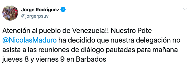Правительство Венесуэлы отменило участие в переговорах на Барбадосе
